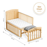 Teknum 7-in-1Convertible Kids Bed & Bedside Crib With Mattress, Mosquito Net & Detachable Wheels - Natural Wood