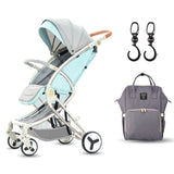Teknum A1 Green Stroller With Sunveno Grey Diaper Bag