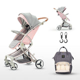 Teknum A1 Pink Stroller With Sunveno Grey Diaper Bag