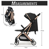 Teknum Explorer Travel Stroller With Diaper Bag & Stroller Hooks - Black