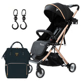 Teknum Explorer Travel Stroller With Diaper Bag & Stroller Hooks - Black