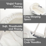 Teknum Infant Wicker Moses Basket With White Waffle Beddings - Wooden Grey