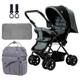 Teknum Reversible Look At Me Stroller With Diaper Bag, Hooks And Changing Pad - Grey