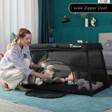 Teknum Portable Quick Fold Playard & Cot With Zipper Door & Carry Bag - Midnight Black