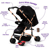 Teknum Reversible Trip Stroller With Ace Diaper Bag - Black