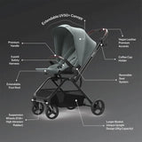 Teknum Stroll-1 Travel System With Reversible Stroller And Baby Car Seat - Olive Green