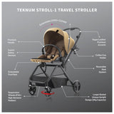 Teknum Stroll 1 Travel System With Reversible Stroller And Compacto Baby Car Seat - Khaki