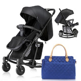 Teknum Stroller With Rocker With Blue Styler Fashion Diaper Bag - Black
