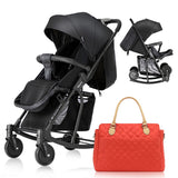 Teknum Stroller With Rocker With Orange Styler Fashion Diaper Bag - Black