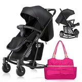Teknum Stroller With Rocker With Pink Fashion Diaper Tote Bag - Black