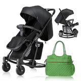 Teknum Stroller With Rocker With Green Fashion Diaper Bag - Black