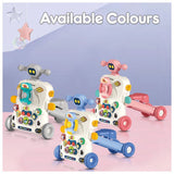 Teknum 5-in-1 Baby Walker Convertible to Learning Table, Game Panel,  Scooter, Or Roller Coaster - Grey