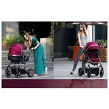 Teknum 3-in-1 Pram Stroller Story Wine With Infant Car Seat