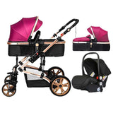 Teknum 3-in-1 Pram Stroller Story Wine With Infant Car Seat