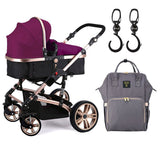 Teknum 3-in-1 Pram Stroller Story, Sunveno Diaper Bag & Hooks - Wine Grey