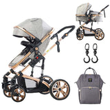 Teknum 3-in-1 Story Stroller Grey With Sunveno Diaper Bag - Grey & Hooks