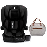 Teknum Pack And Go Foldable Car Seat With Ace Ivory Diaper Bag - Black