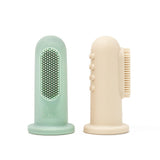 Mushie Finger Toothbrush Cambridge Blue/Shifting Sand - Laadlee