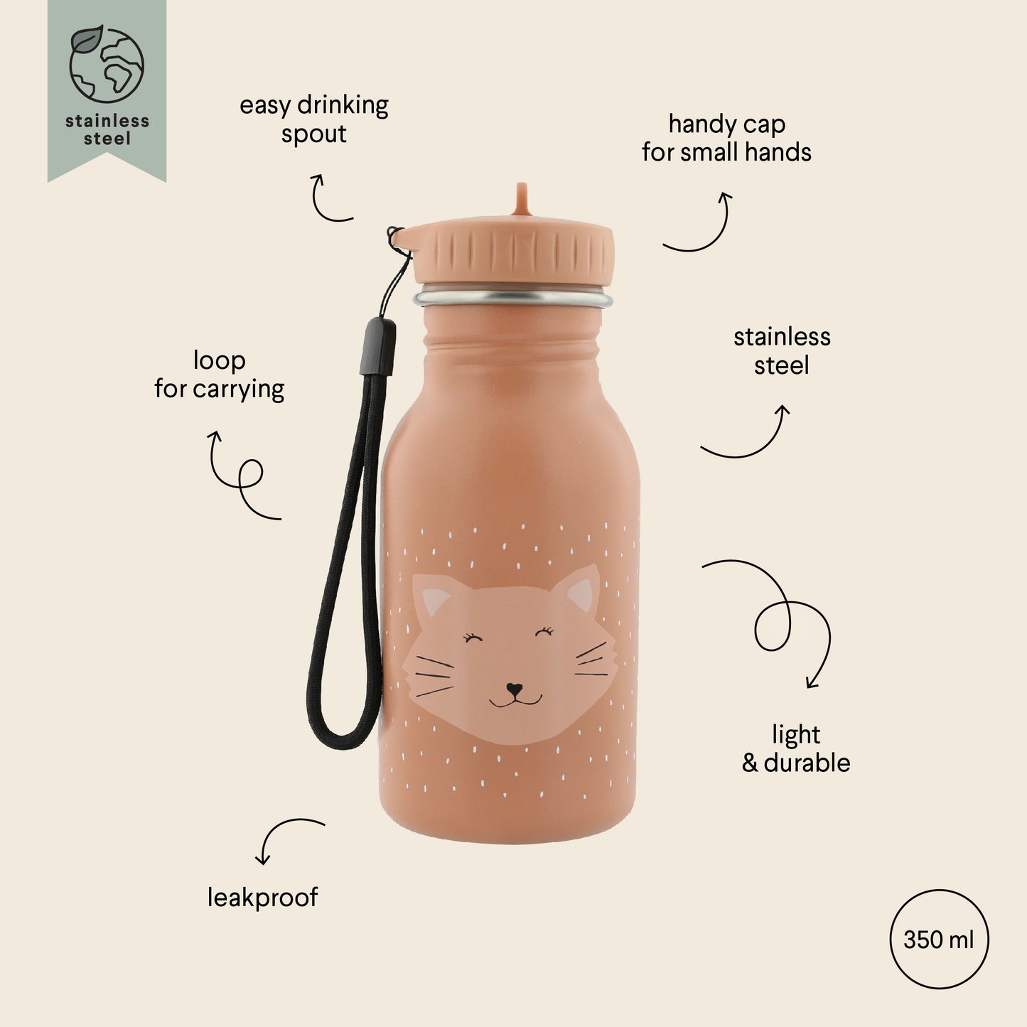 Trixie Stainless Steel Bottle 350ml - Mrs. Cat