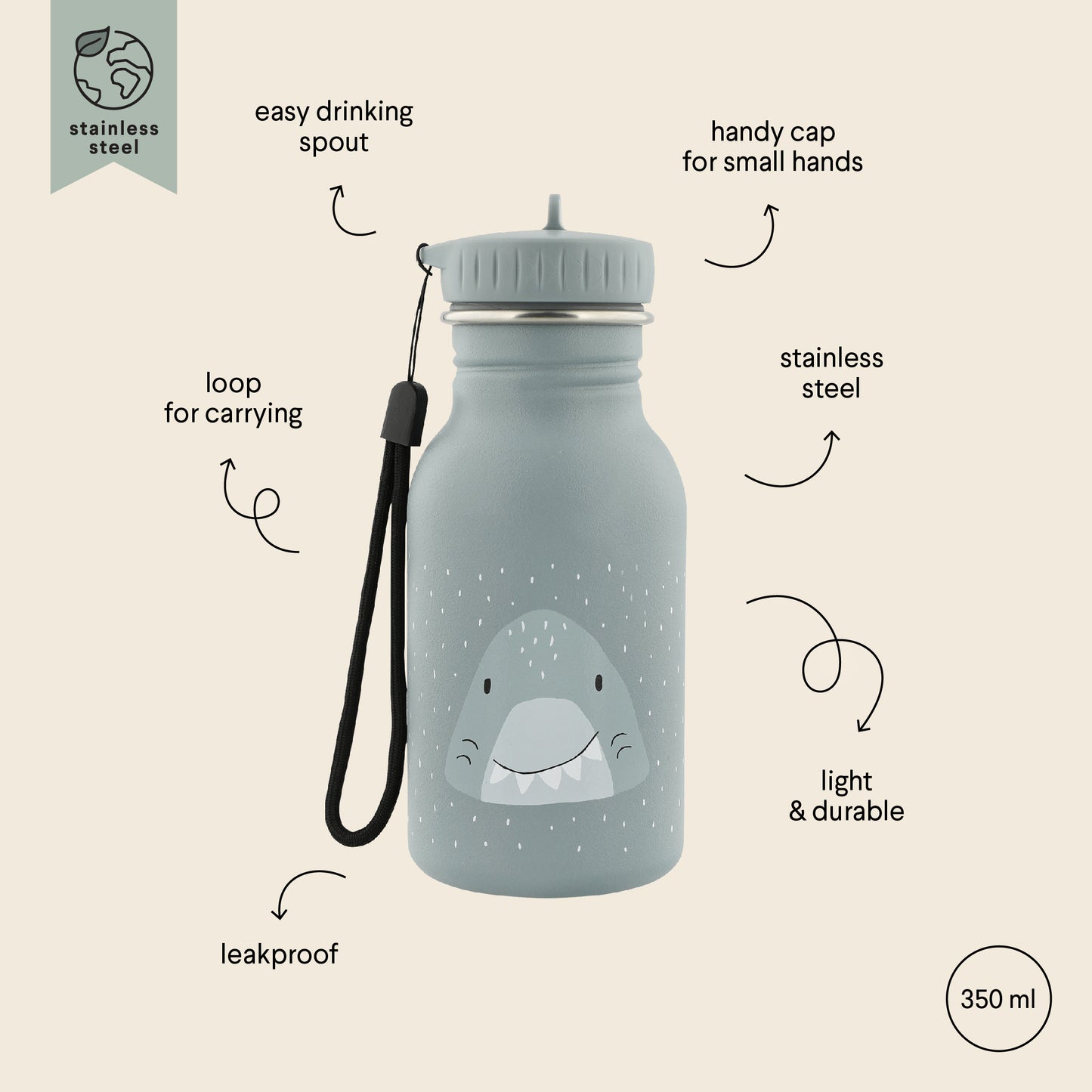 Trixie Stainless Steel Bottle 350ml - Mr. Shark