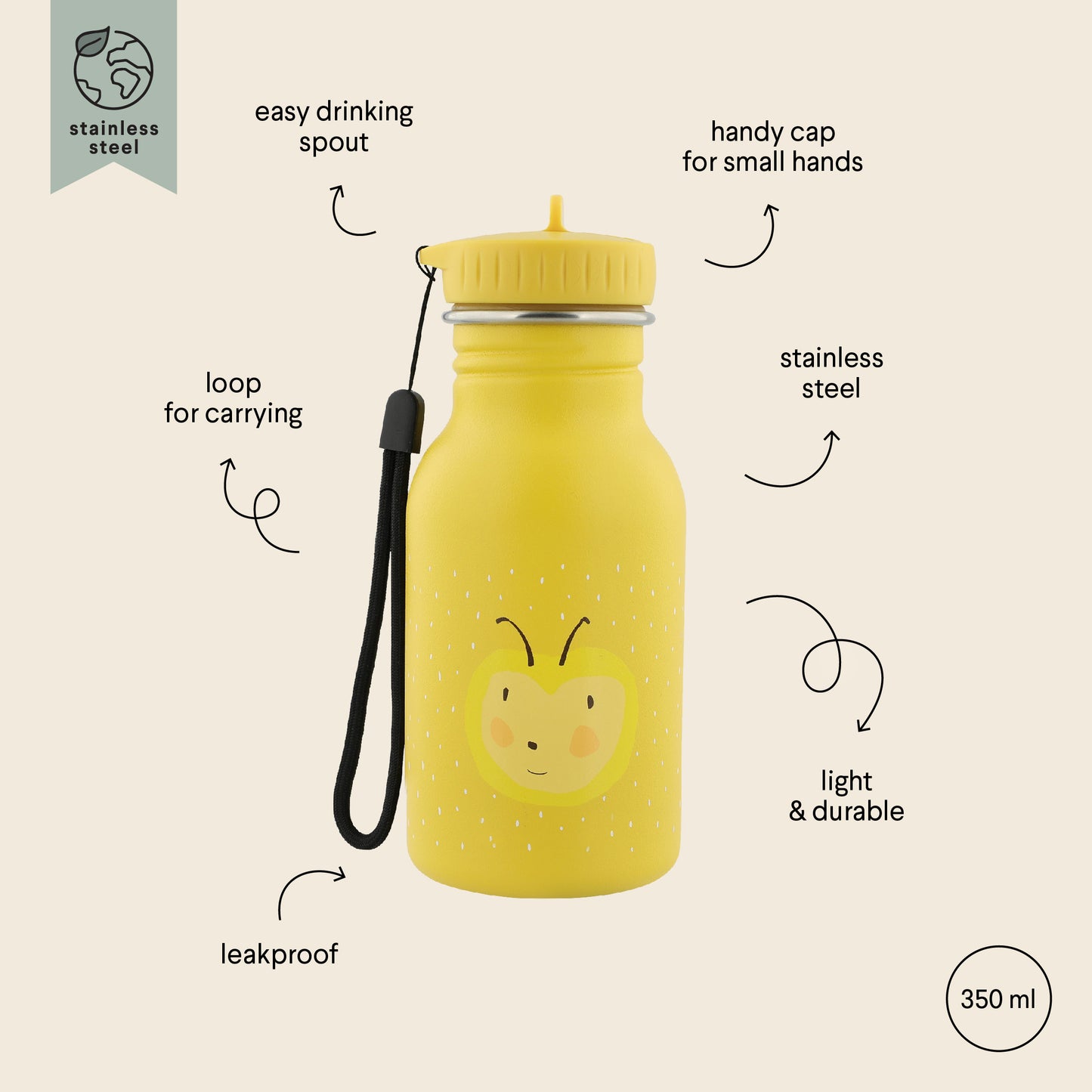 Trixie Stainless Steel Bottle 350ml - Mrs. Bumblebee