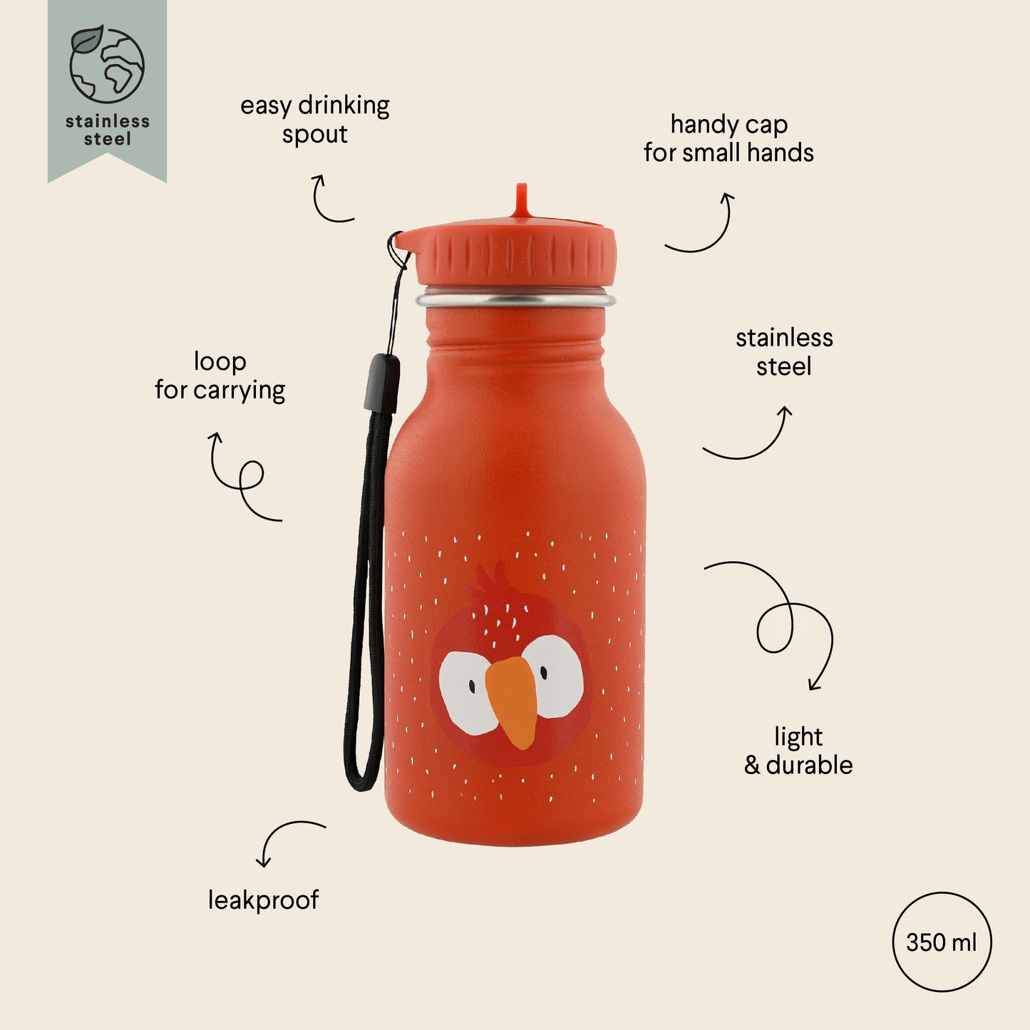 Trixie Stainless Steel Bottle 350ml - Mr. Parrot