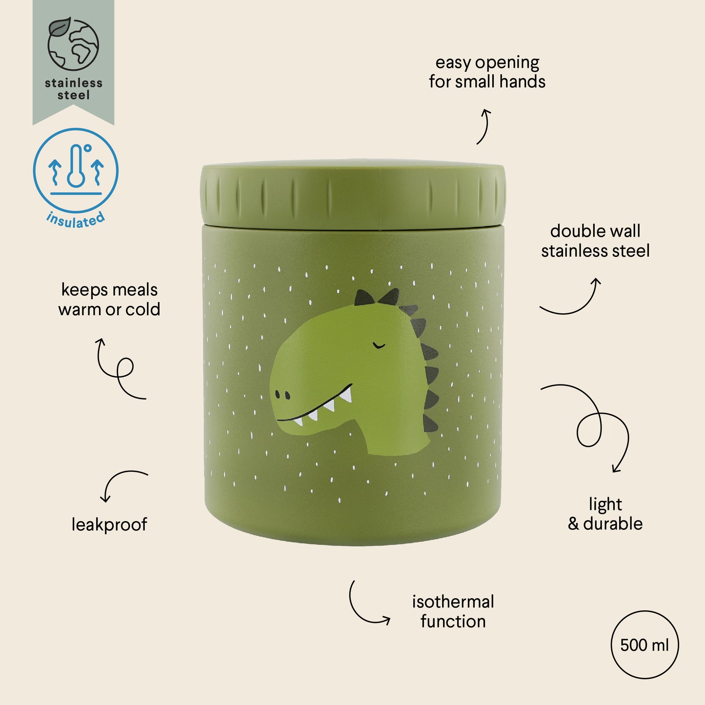 Trixie Insulated Food Jar 500ml - Mr. Dino