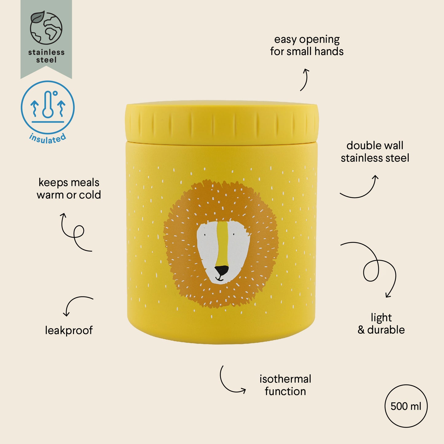 Trixie Insulated Food Jar 500ml - Mr. Lion