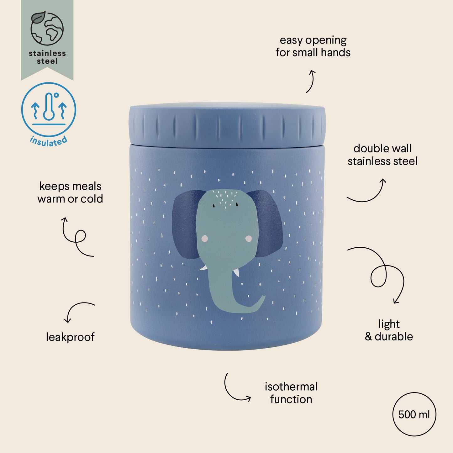 Trixie Insulated Food Jar 500ml - Mrs. Elephant