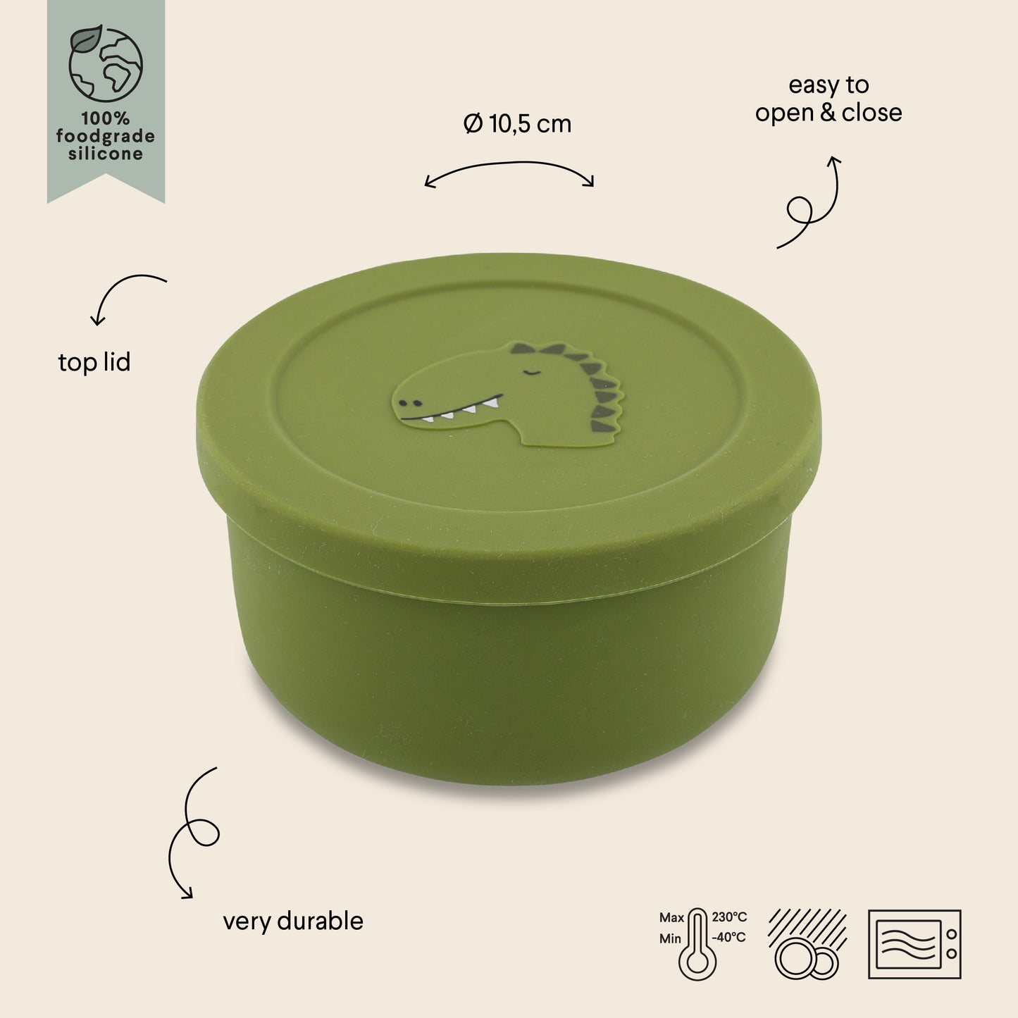 Trixie Silicone Snack Box with Lid - Mr. Dino