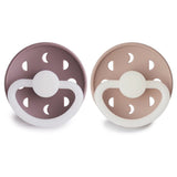 Frigg Moon Phase Silicone Baby Pacifier 0-6M, 2Pack, Twilight Mauve Night/Blush Night - Size 1 - Laadlee