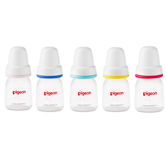 Pigeon Plastic Feeding Bottle with White Cap 50ml - Assorted