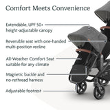 UPPAbaby Rumbleseat V3 Liam Oat MélangeCarbon Frame Chestnut Leather