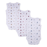 Babies Basic Sleeveless Romper Bodysuit Pack of 3 - Multicolor