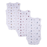 Babies Basic Sleeveless Romper/Bodysuit Pack of 3 - Printed