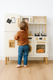 Little Angel Wooden Kitchen Pretend Interactive Play Set - Cream