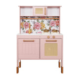 Little Angel Kids Beautiful Wooden Kitchen Pretend Play Interactive Set - Pink