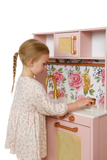Little Angel Kids Beautiful Wooden Kitchen Pretend Play Interactive Set - Pink