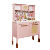 Little Angel Kids Beautiful Wooden Kitchen Pretend Play Interactive Set - Pink