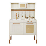 Little Angel Kids Beautiful Wooden Kitchen Pretend Play Interactive Set - White
