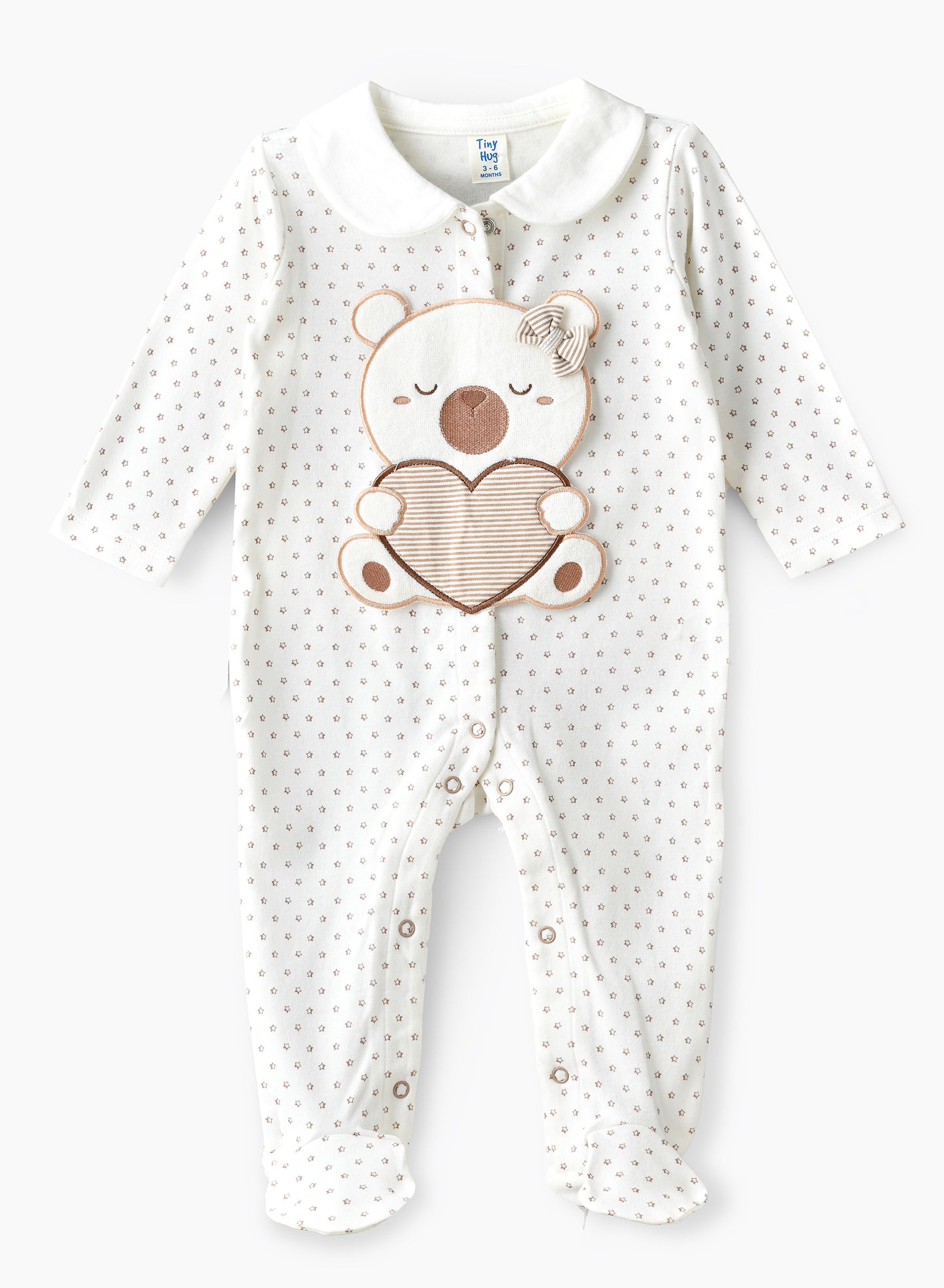 Tiny Hug Baby Boys' Cotton Knit Sleepsuit - White