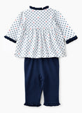 Tiny Hug Baby Girls 2-Piece Cotton Knit Set - White & Blue