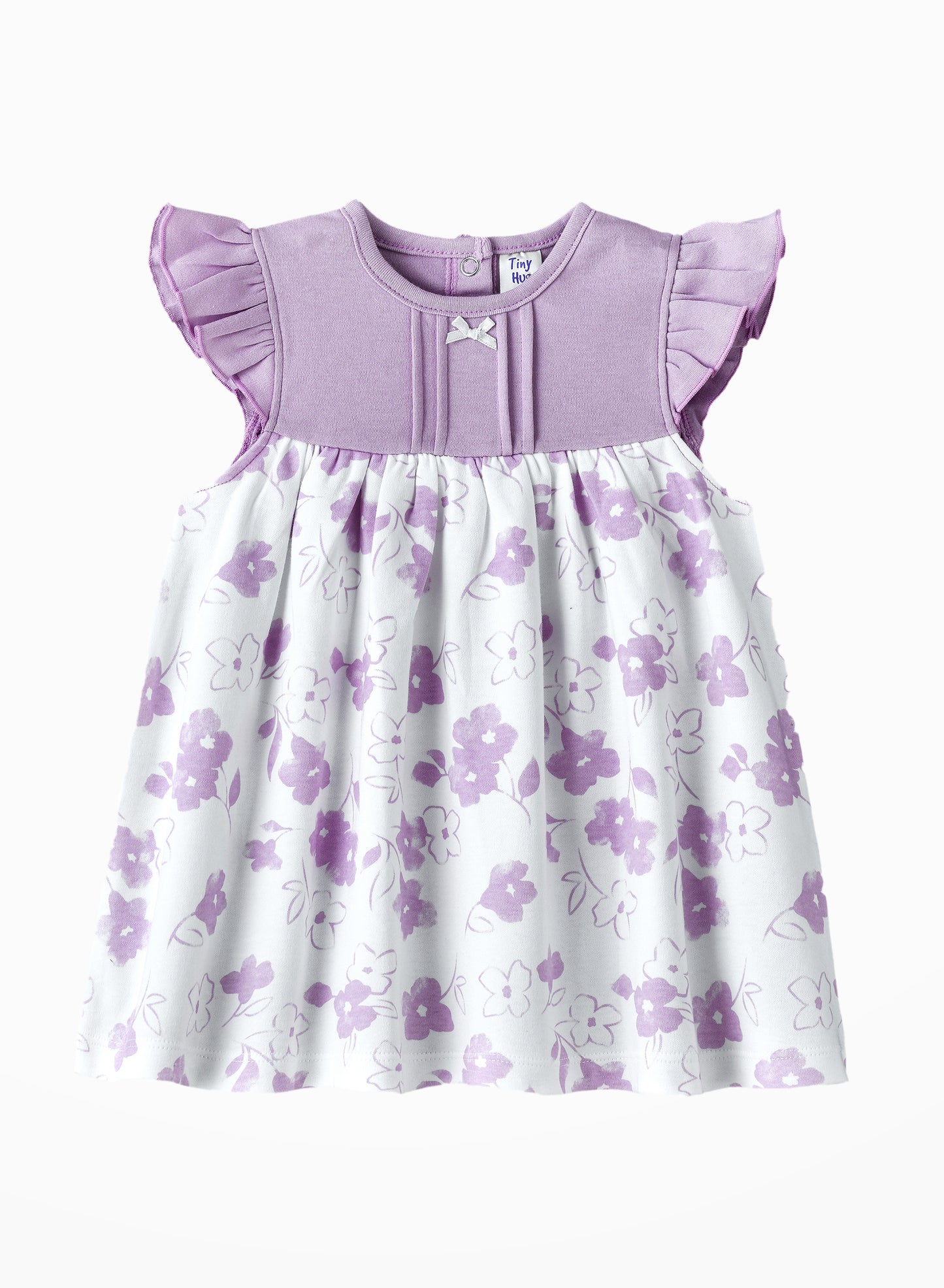 Tiny Hug Soft Knit Cotton Baby Girl Dress - Purple