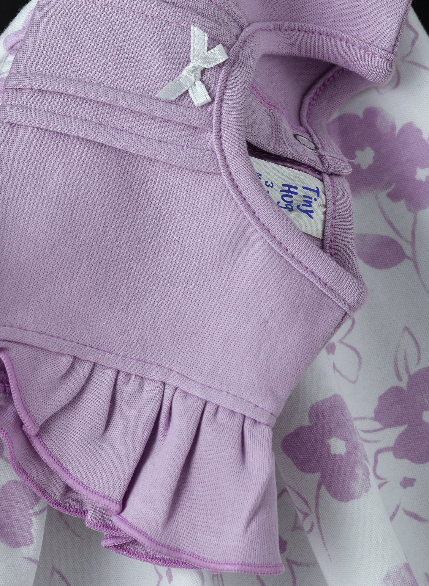 Tiny Hug Soft Knit Cotton Baby Girl Dress - Purple