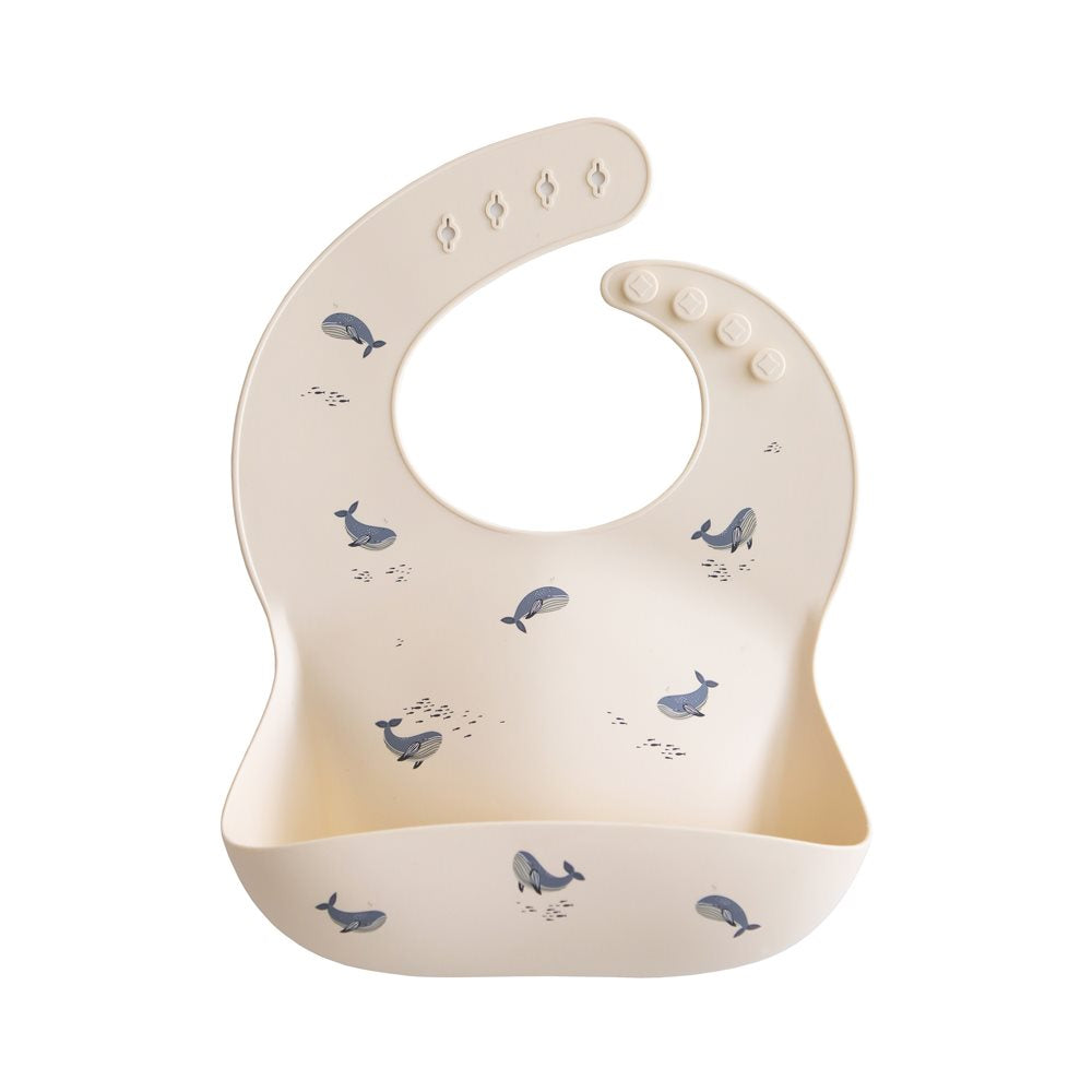 Mushie Silicone Bib Whales - Laadlee