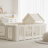 Megastar Foldable Baby Playpen with Safety Gate & Roof - Off White
