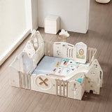 Megastar Windmill Multi-Activity Baby Playpen with Slide, Swing, Writing Board & Basket Ball Ring