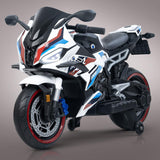 Megastar Kids Electric Superbike Ride-On 12V Dual Motor, Led Lights - White
