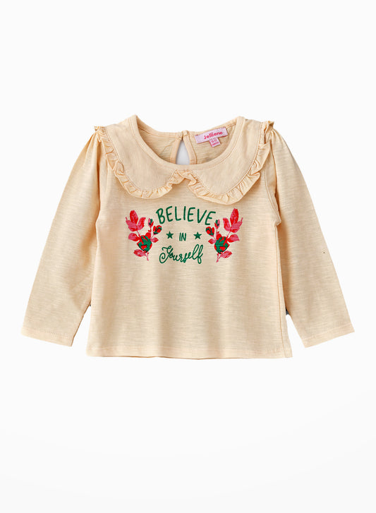 Jelliene Cozy Knit Long Sleeve T-Shirt for Girls - Yellow