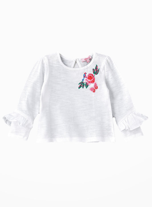 Jelliene Girls Cozy Knit Long Sleeve T-Shirt - White